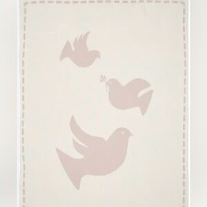 Barefoot Dreams CozyChic Prayer Dove Cream Pink Blanket Covered in Prayer